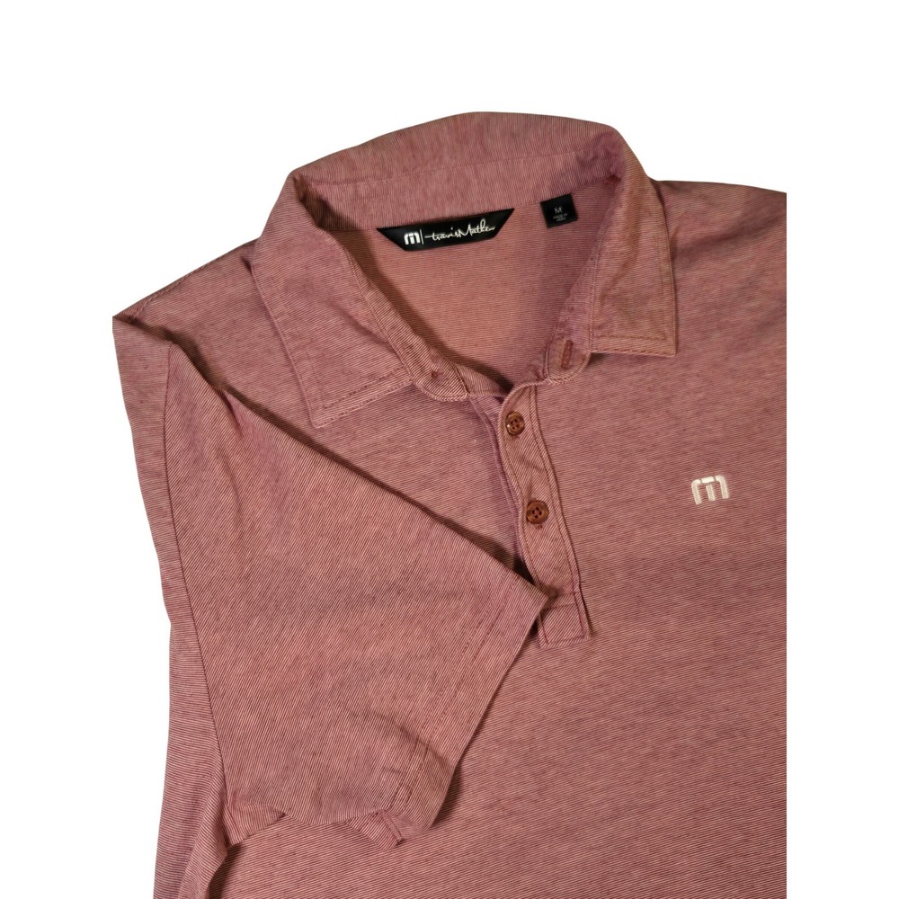 TravisMathew Polo Shirt Mens Medium‎ Mauve Excellent Heathered Pima Cotton Blend